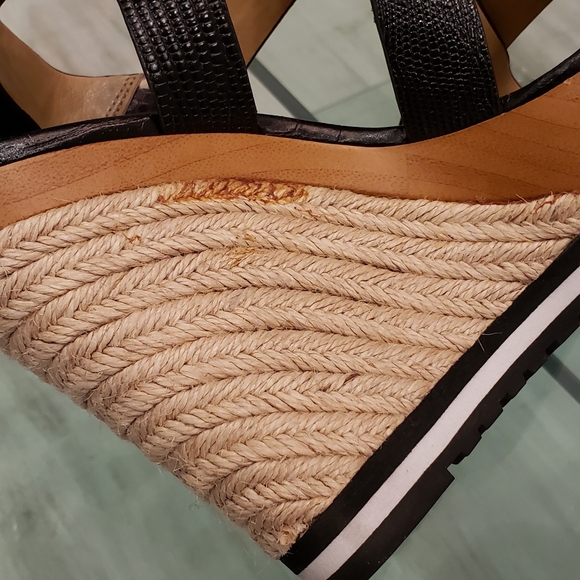 EUC - Michael Kors mixed media, snakeskin and croc leather wedge platform sandal - Picture 9 of 11